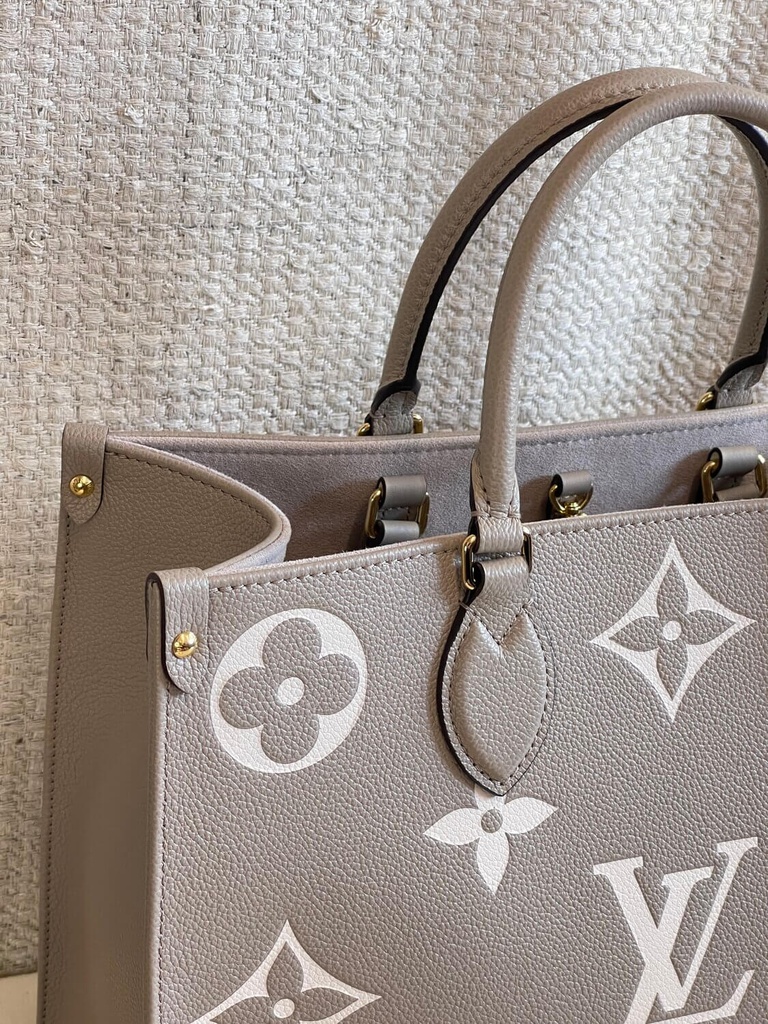 100 Original Louis Vuitton Onthego MM bicolor Dune Tourterelle